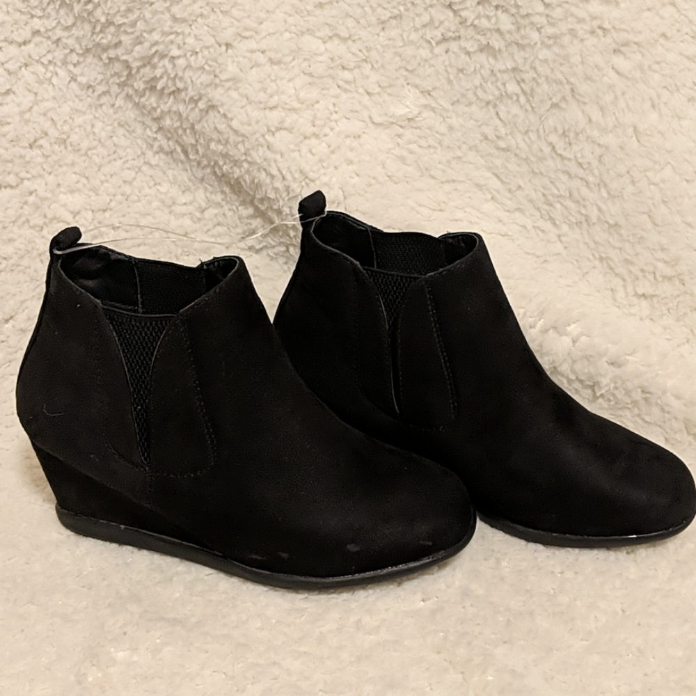 Black Wedge Platform Booties